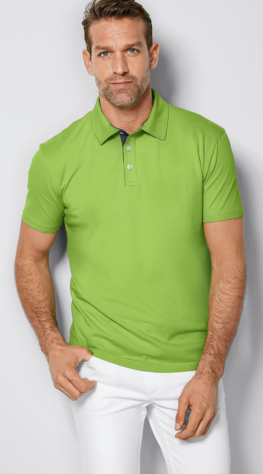 Herr T-shirt med krage, single Jersey