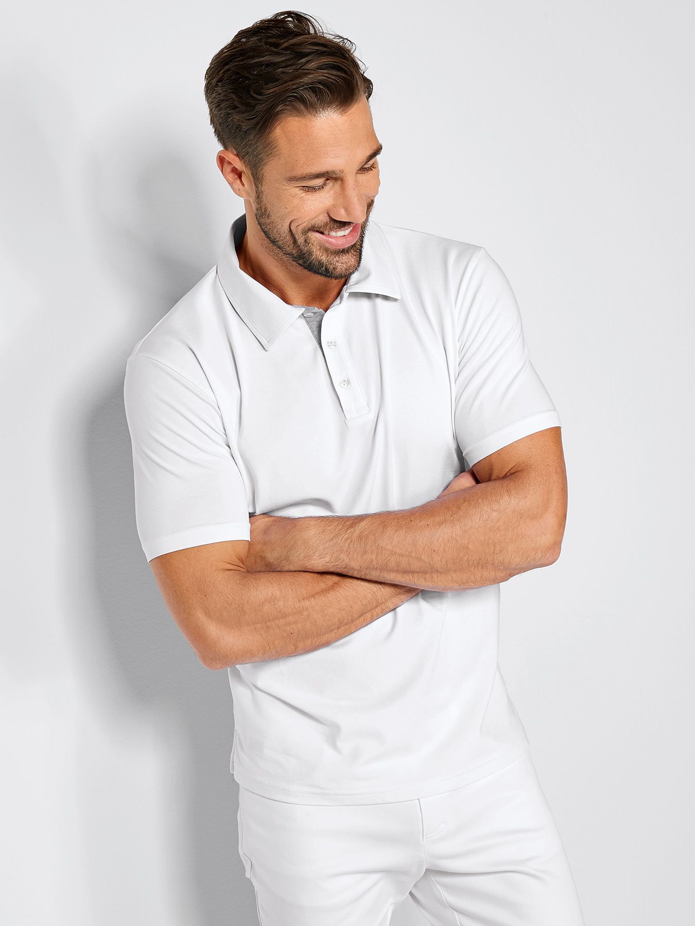 Herr T-shirt med krage, single Jersey