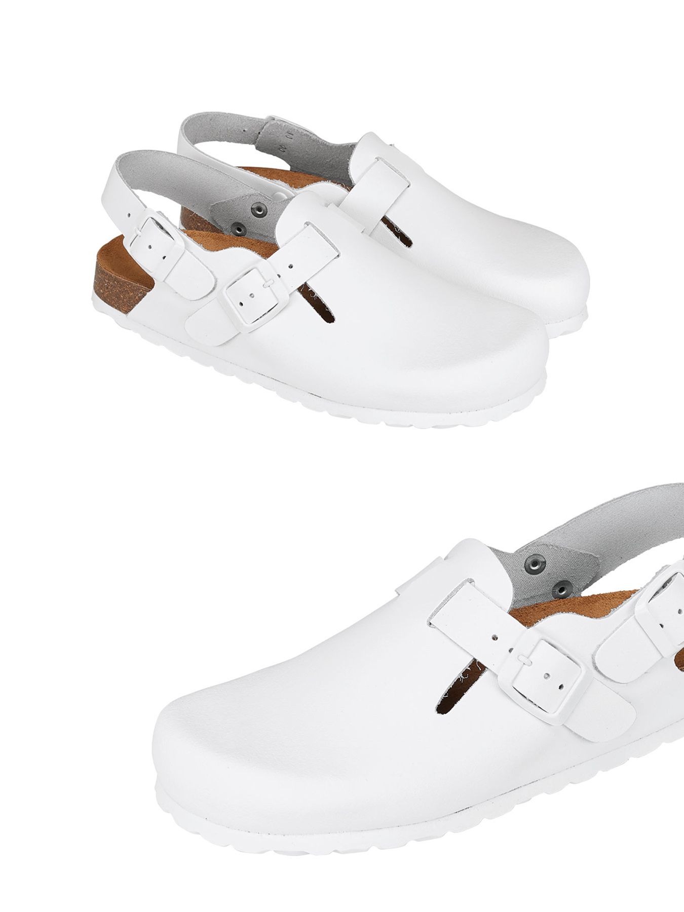Läder clogs med hälrem