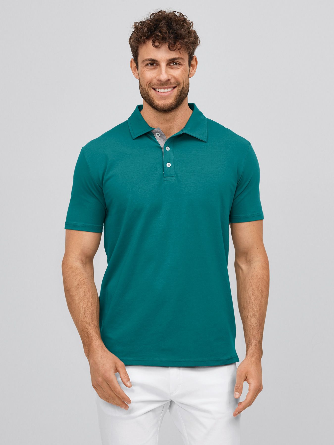 Herr T-shirt med krage, single Jersey