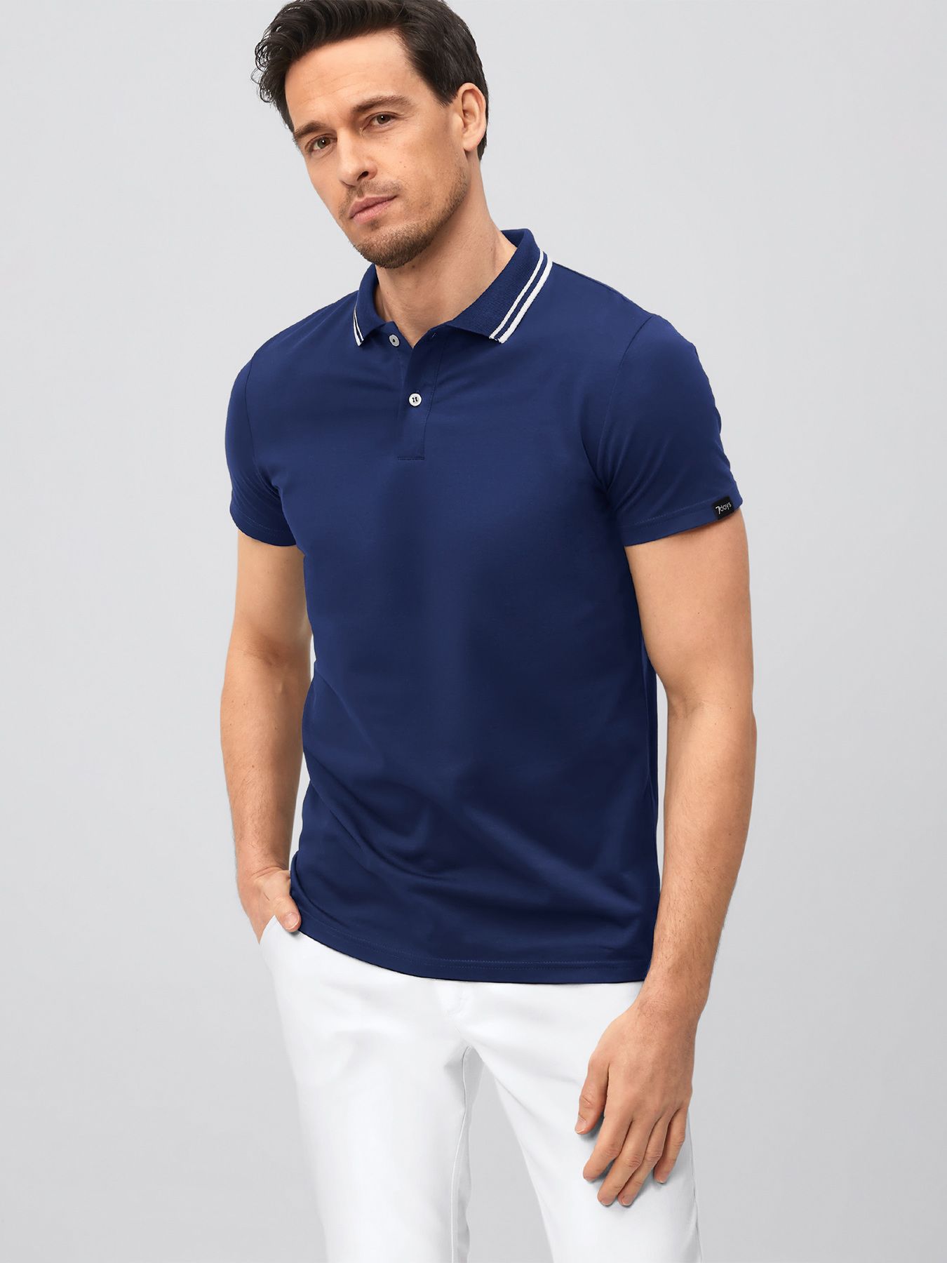 Unisex Pikétröja, single jersey - stickad krage