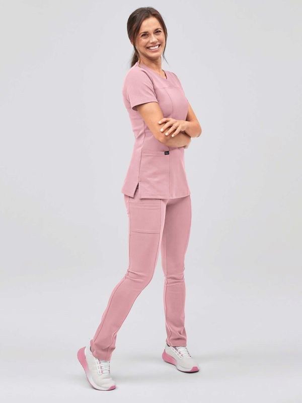 Leggings i ogenomskinlig interlock jersey
