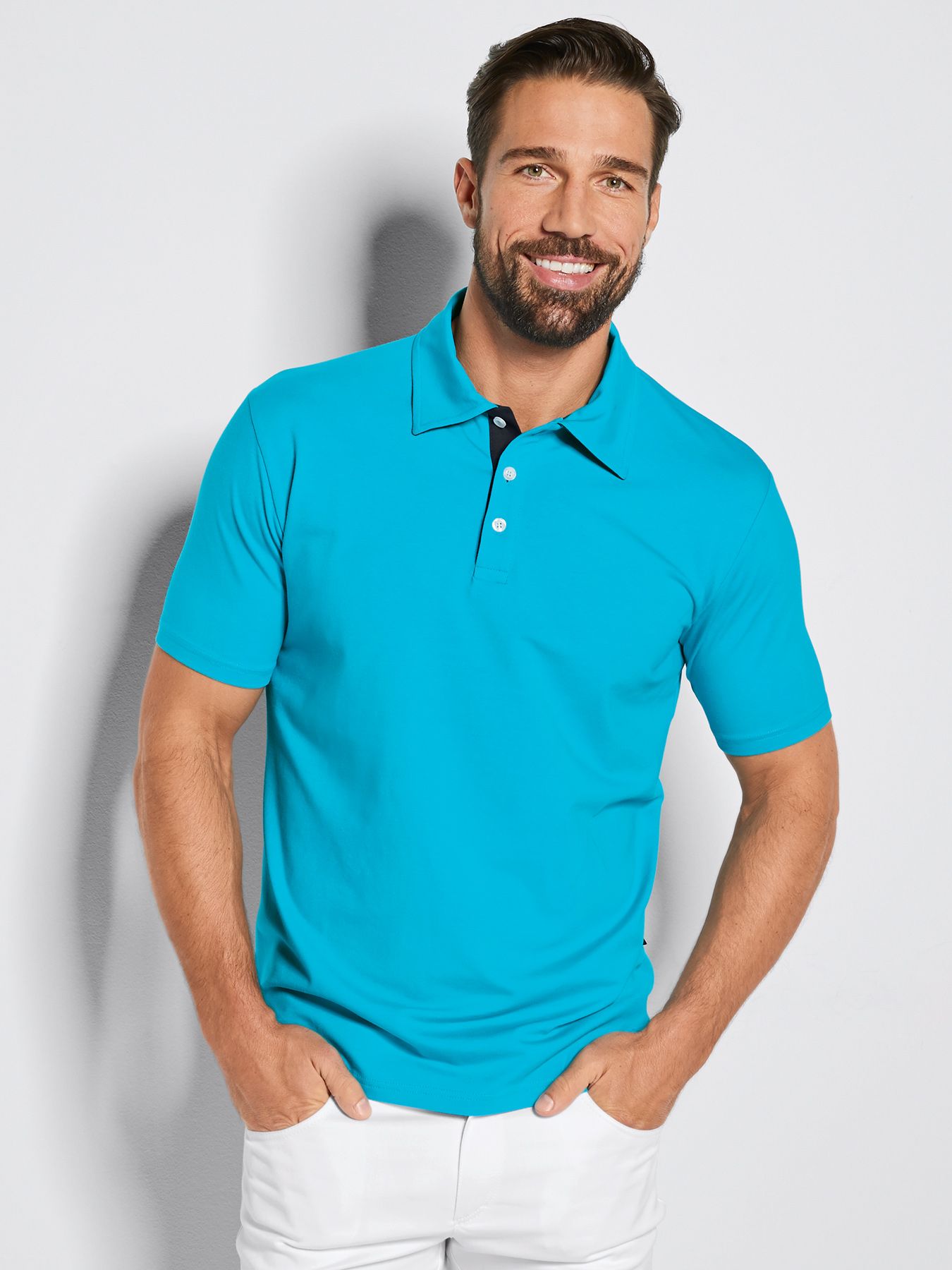 Herr T-shirt med krage, single Jersey