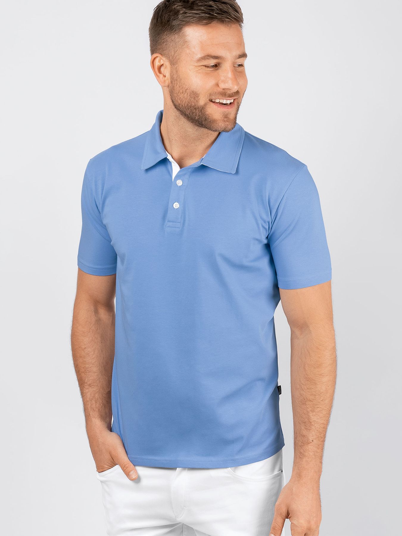Herr T-shirt med krage, single Jersey